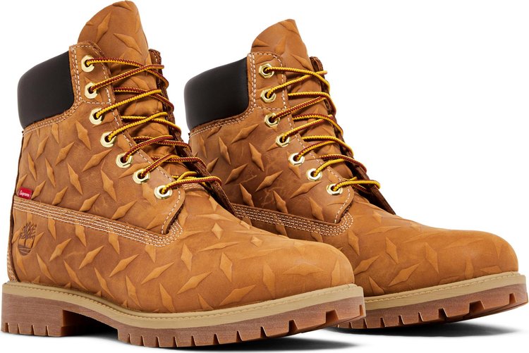 Supreme x 6 Inch Premium Waterproof Boot Embossed Diamond Plate   Wheat