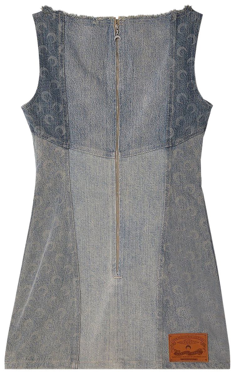 Marine Serre Regenerated Denim Mini Dress Blue