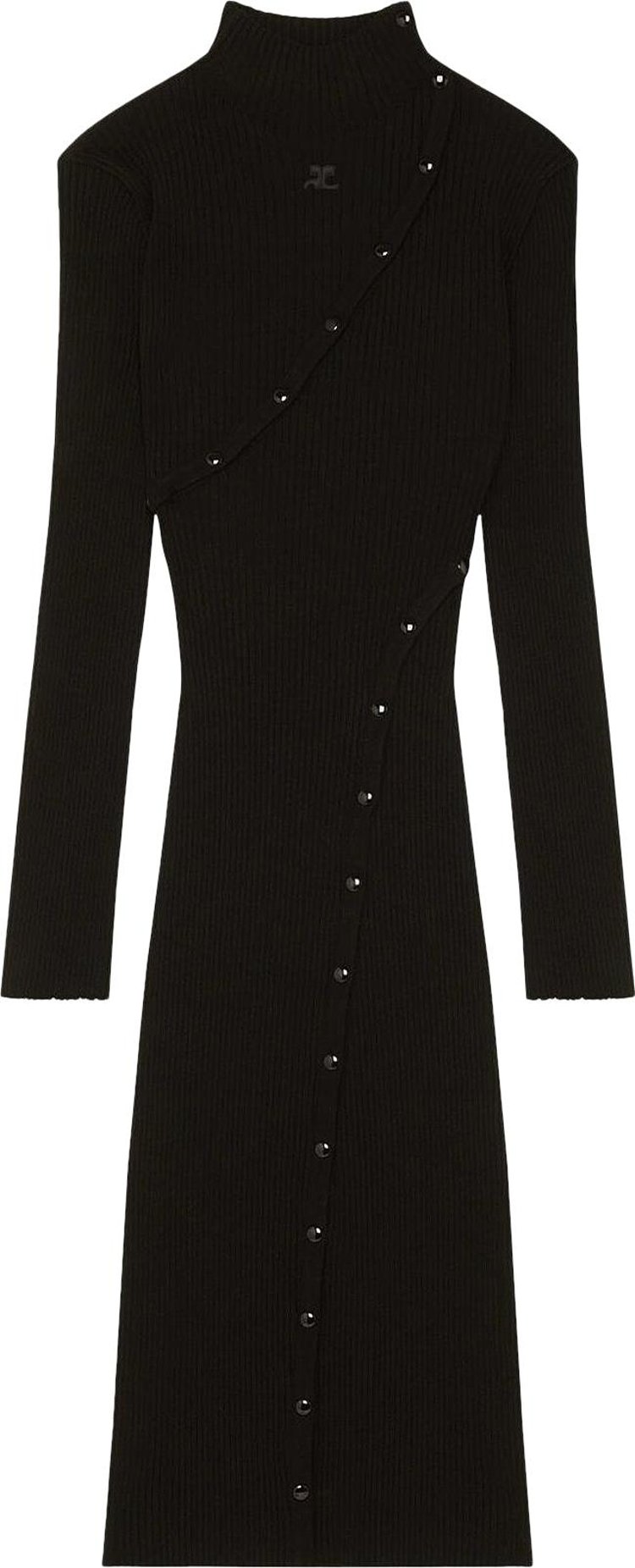 Courrèges Multistyling Rib Knit Long Dress 'Black'