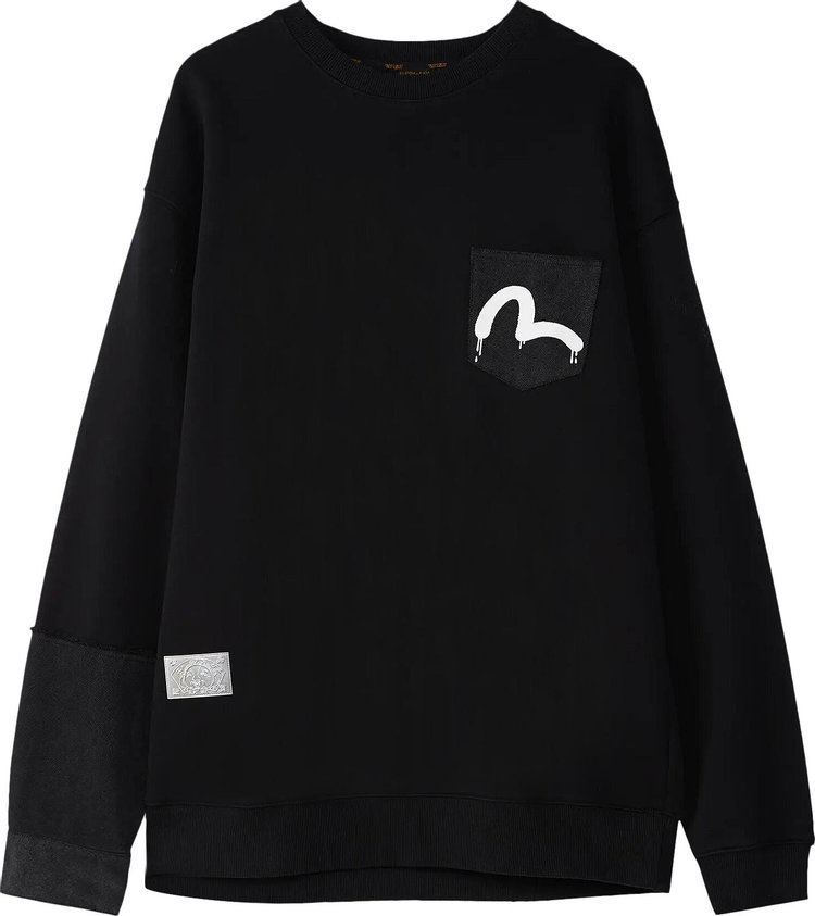 Evisu Seagull Print Patchwork Sweatshirt 'Black'