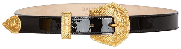 Balmain Patent Leather Western Belt Black