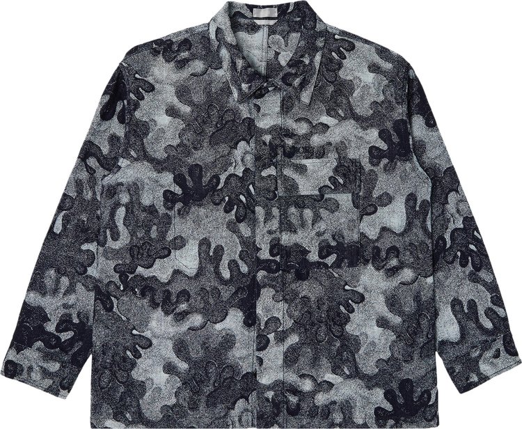Dior x Peter Doig Logo Embroidery Camouflage Jacquard Denim Long-Sleeve Shirt Jacket 'Multicolor'