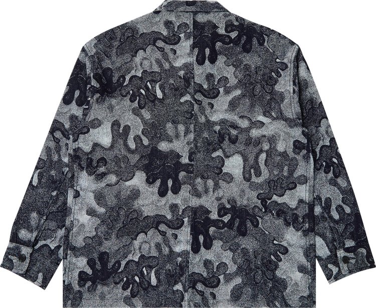 Dior x Peter Doig Logo Embroidery Camouflage Jacquard Denim Long Sleeve Shirt Jacket Multicolor