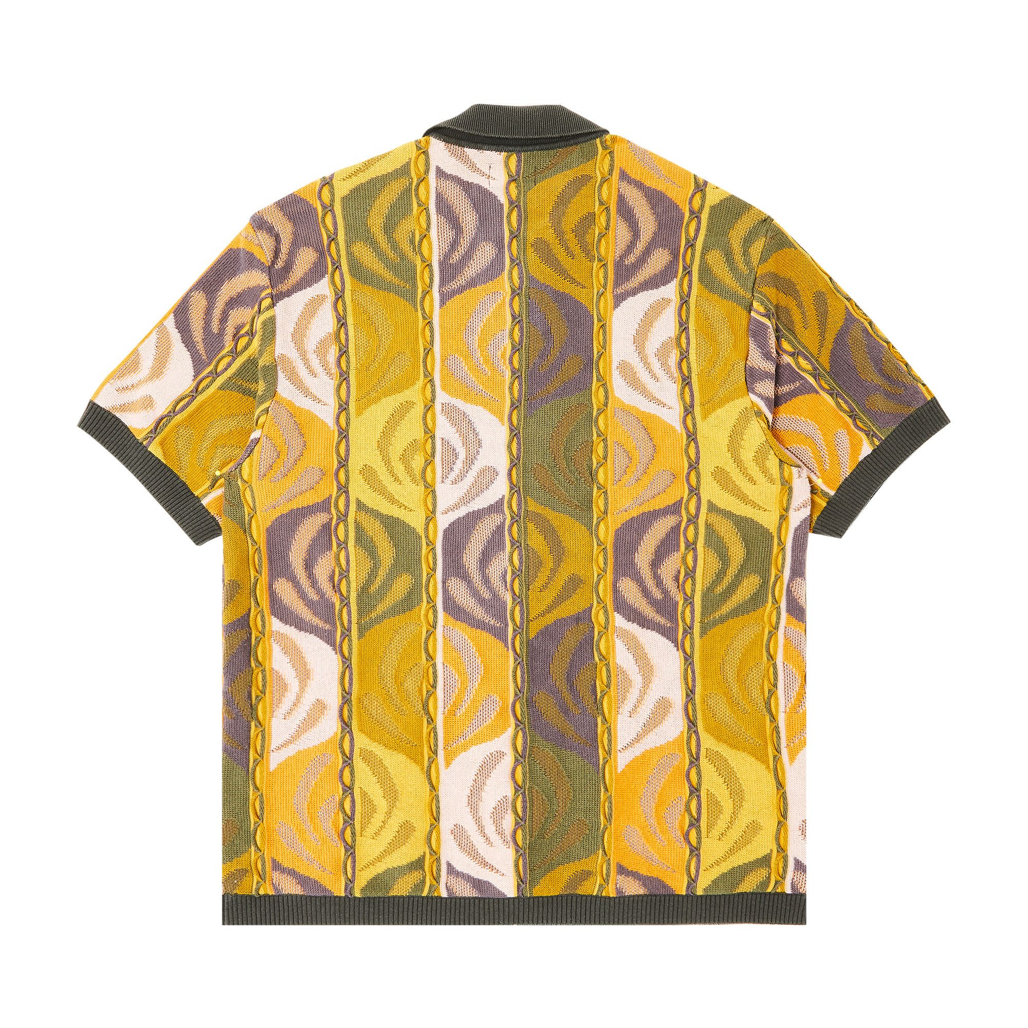 Buy Supreme Abstract Textured Zip Up Polo 'Dark Olive