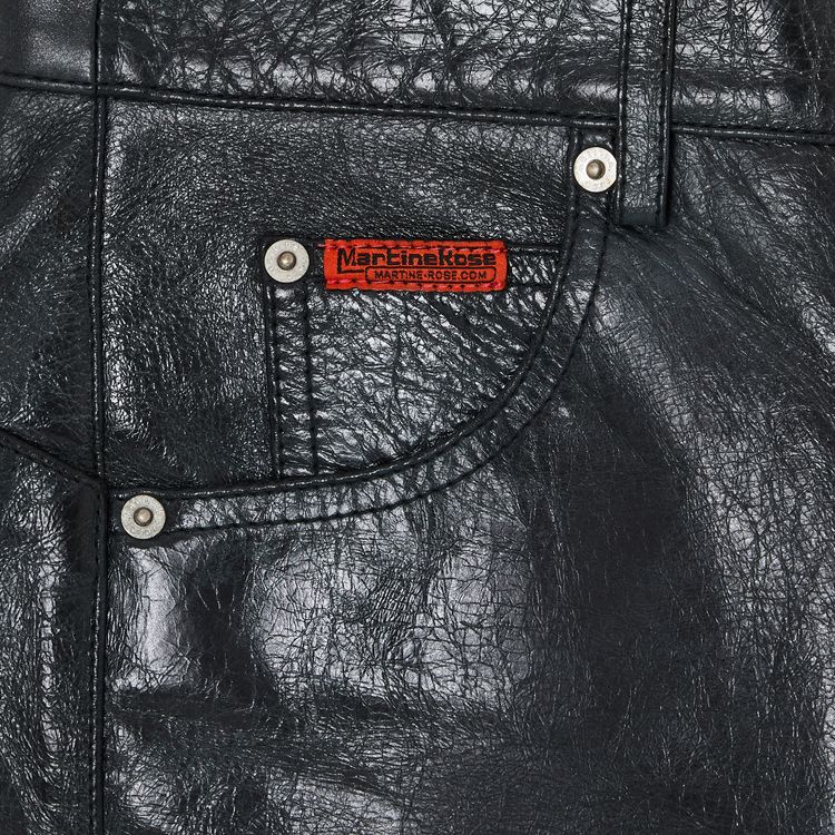 Martine Rose Twist Seam Leather Pants Distressed Petrol