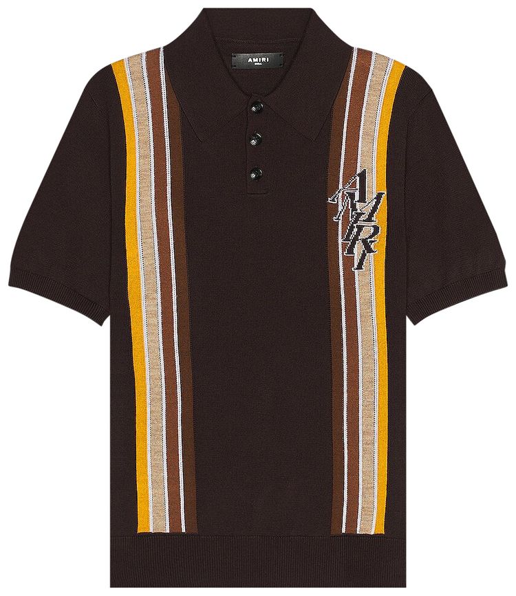 Amiri Stack Stripe Polo Brown