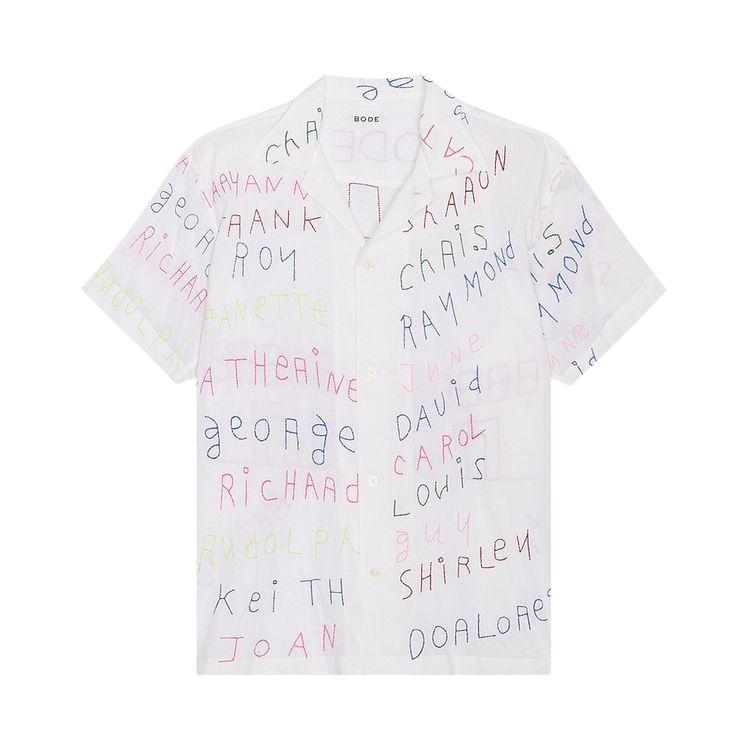 Bode Familial Hall Short Sleeve Shirt WhiteMulticolor