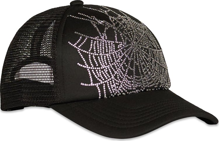 Sp5der Web Rhinestone Trucker Hat Black