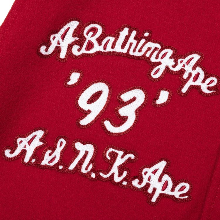 BAPE Multi Motif Varsity Jacket Red