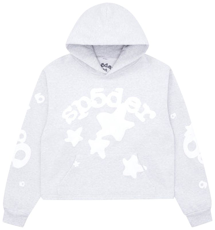Sp5der Cropped Beluga Hoodie Heather Grey