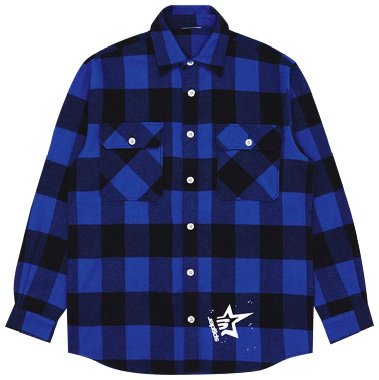 Sp5der 5 Flannel Shirt Blue Plaid