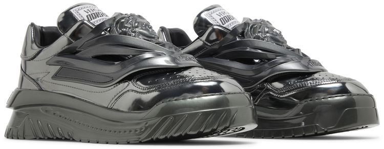 Versace Odissea Caged Rubber Medusa Sneaker Metallic Grey