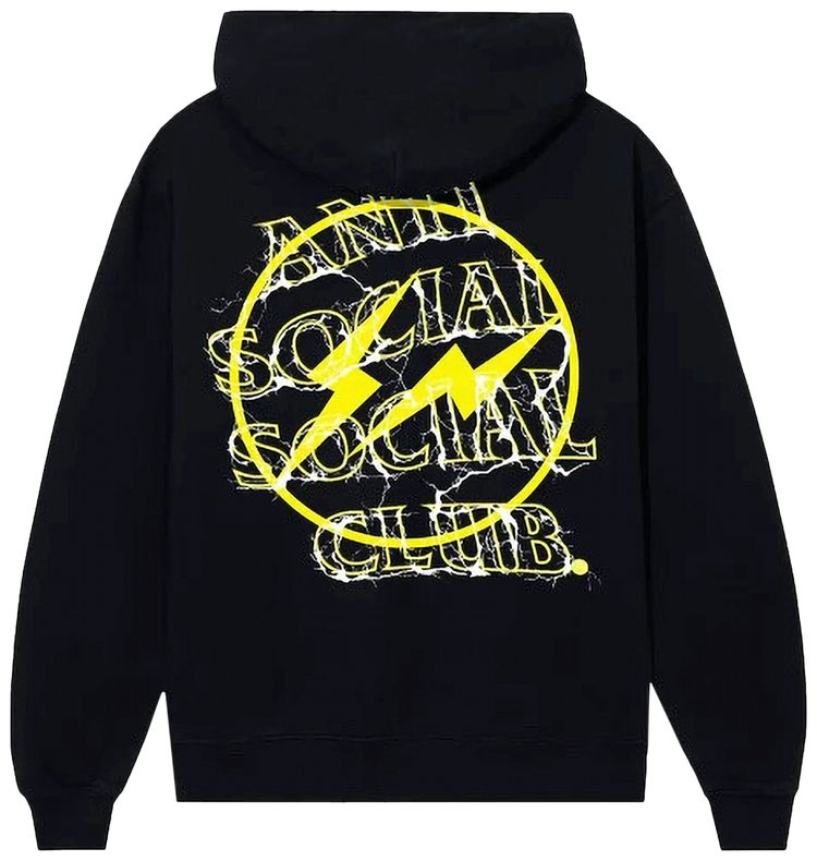 Anti Social Social Club x Fragment Bolt Hoodie BlackYellow