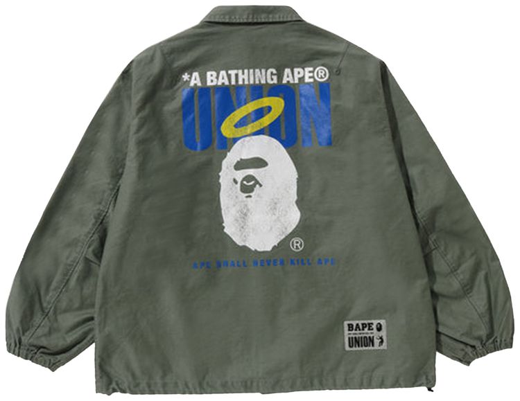 BAPE x Union Pigment Dyed Coach Jacket Olive Drab