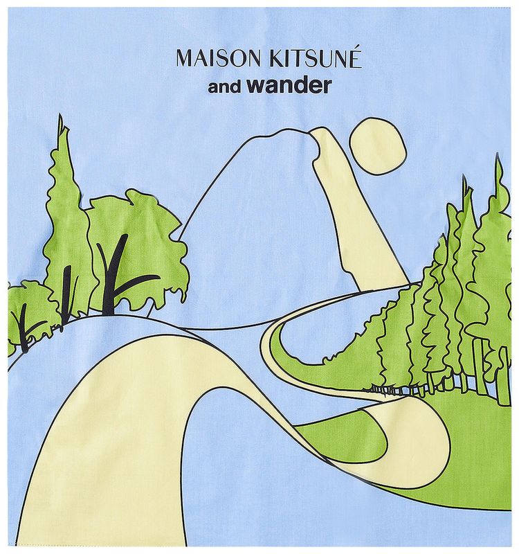 And Wander x Maison Kitsune Bandana Light Blue