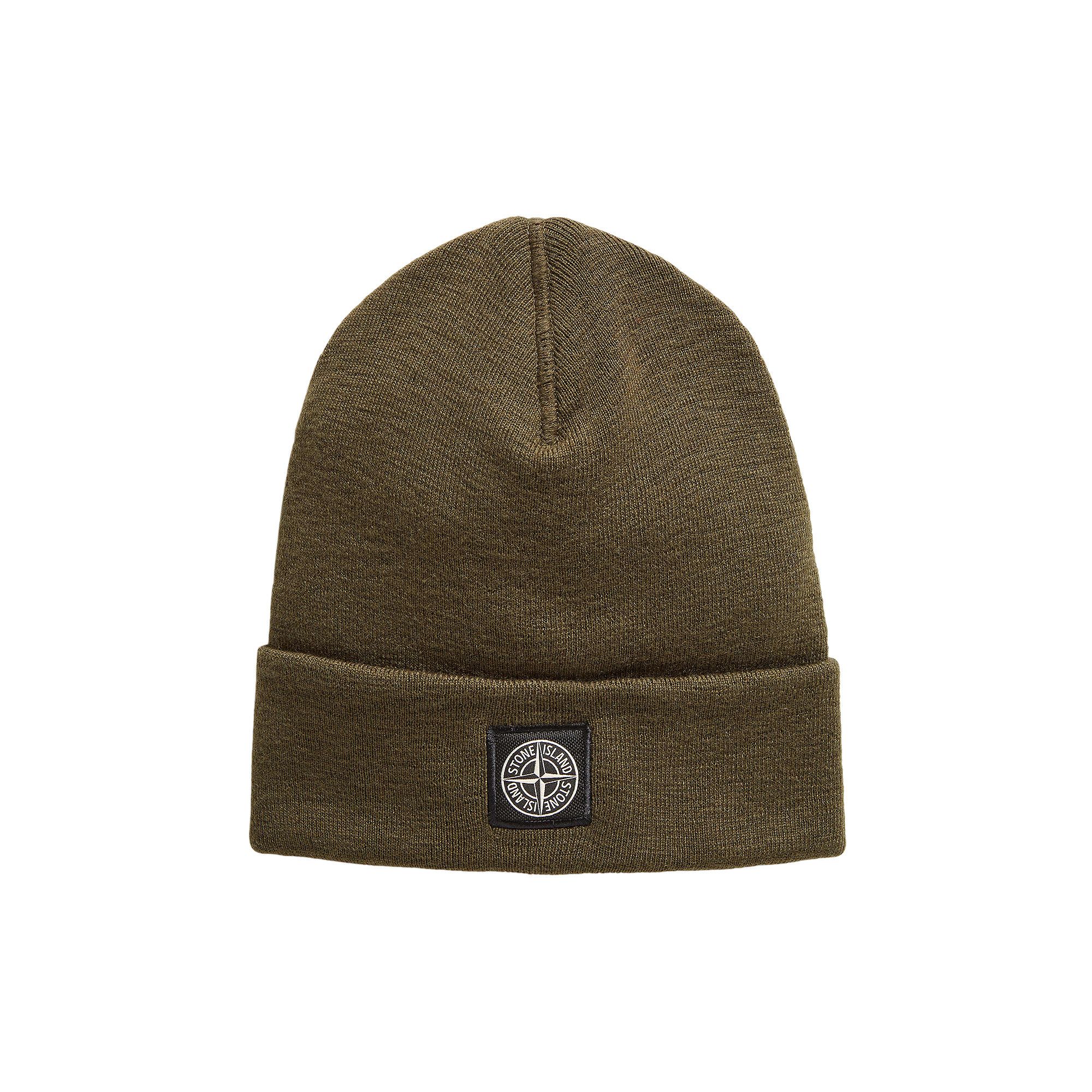 Buy Stone Island Decorative Stitch Ribbed Knit Beanie 'Olive