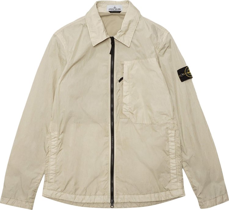 Stone Island Compass Patch Collared Zip Up Jacket Plaster