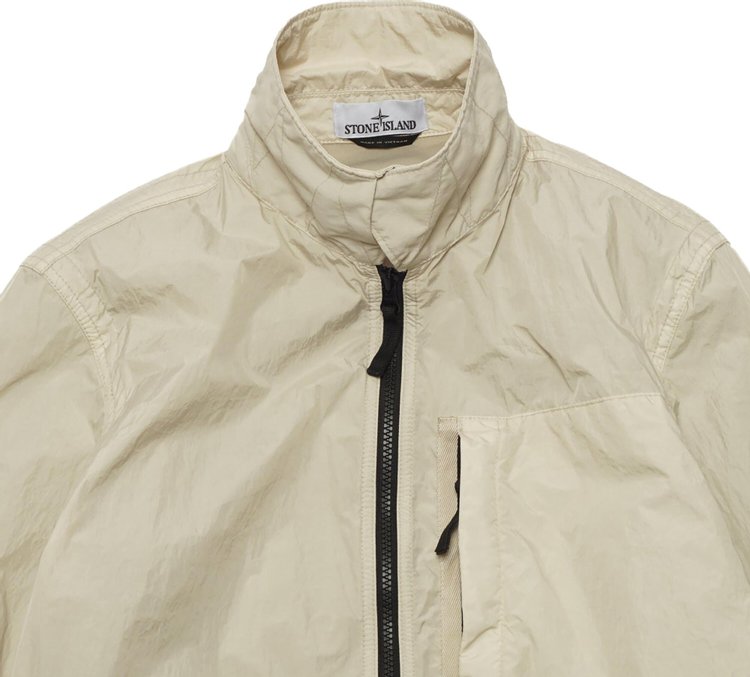 Stone Island Compass Patch Collared Zip Up Jacket Plaster