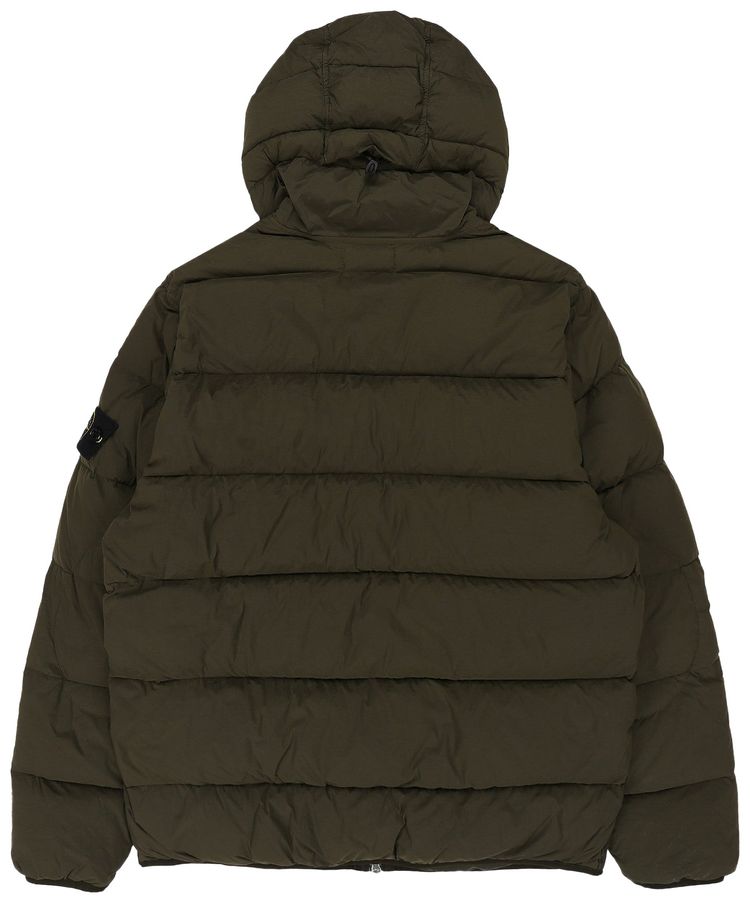 Stone Island Feather Down Hooded Coat Olive