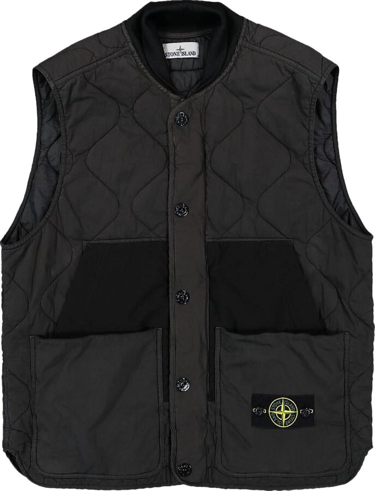 Stone Island Compass Patch Quilted Gilet Lead Grey