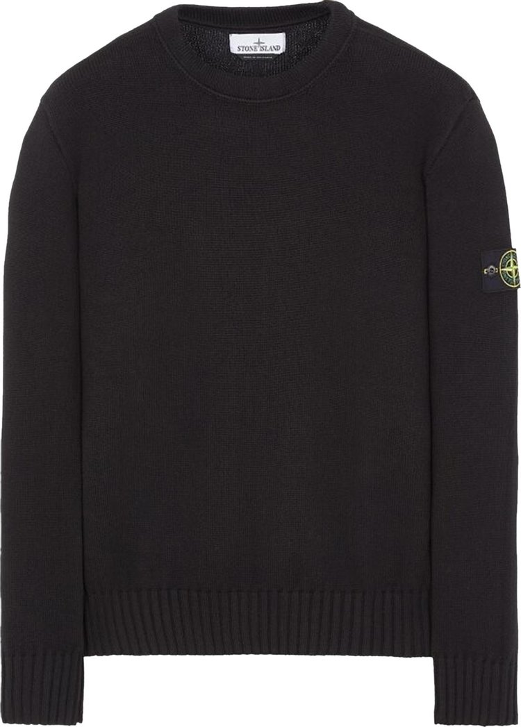 Stone Island Logo Patch Crewneck Jumper Black