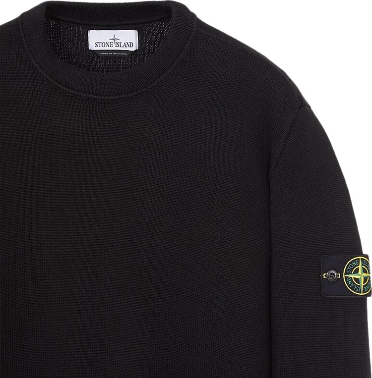 Stone Island Logo Patch Crewneck Jumper Black