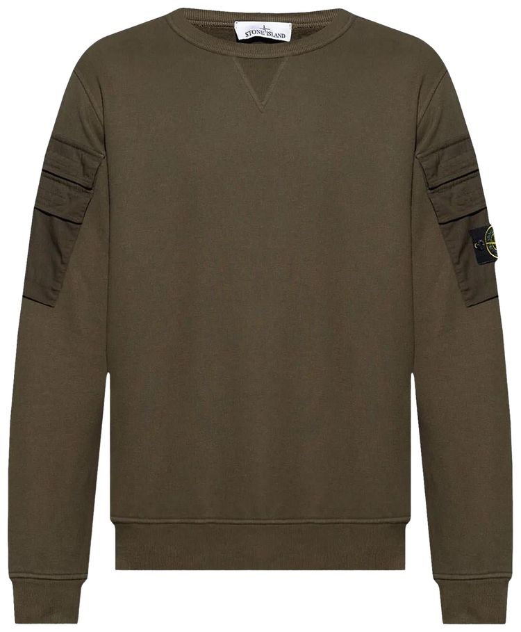 Stone Island Sleeve Pockets Crewneck Olive