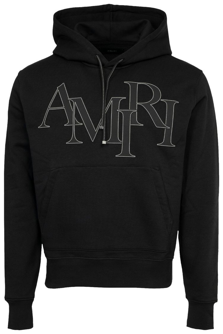 Amiri Staggered Logo Hoodie Black