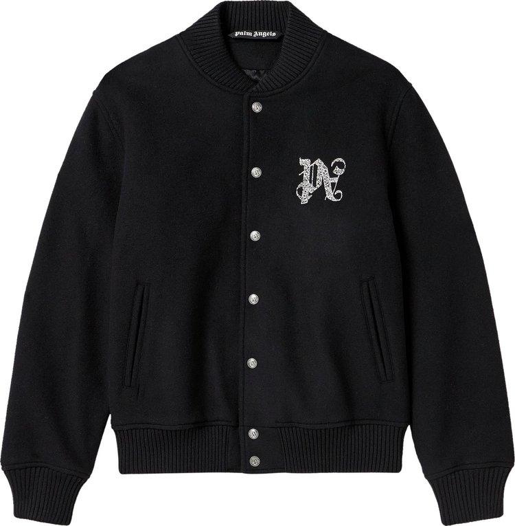 Palm Angels Monogram Varsity Jacket 'Black/Off White'