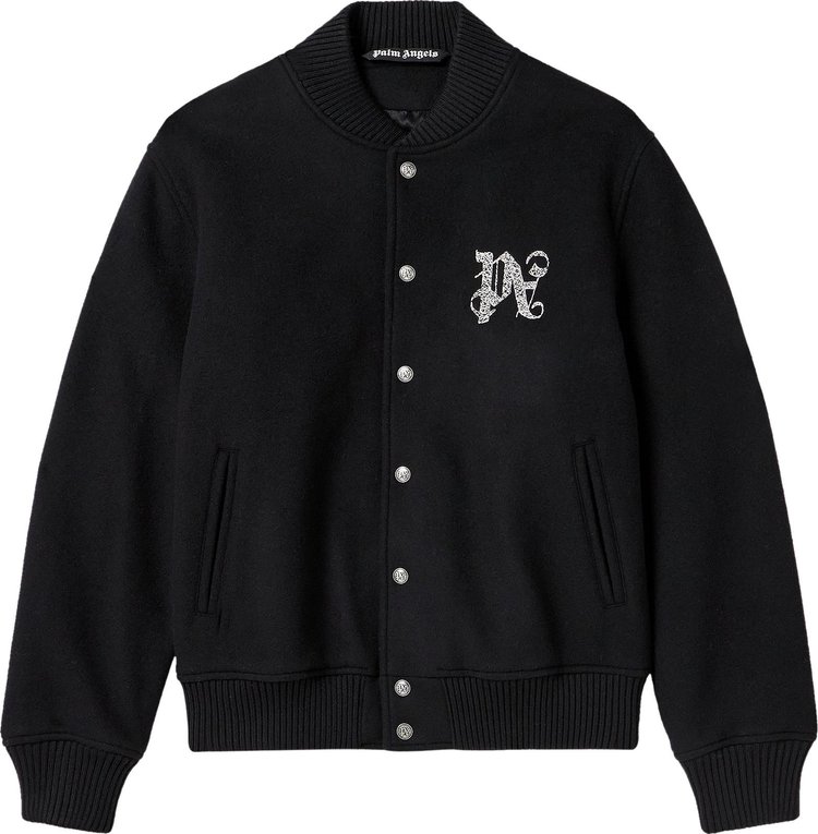 Palm Angels Monogram Varsity Jacket BlackOff White