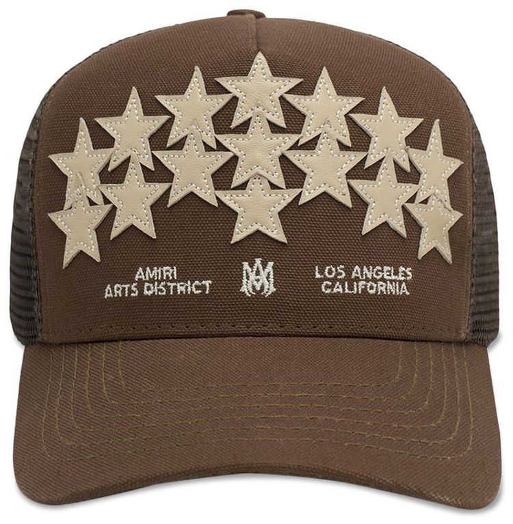 Amiri Leather Star Trucker Brown