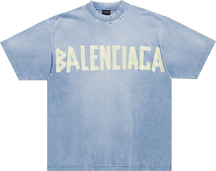 Balenciaga Tape Type Medium Fit T-Shirt 'Faded Blue'