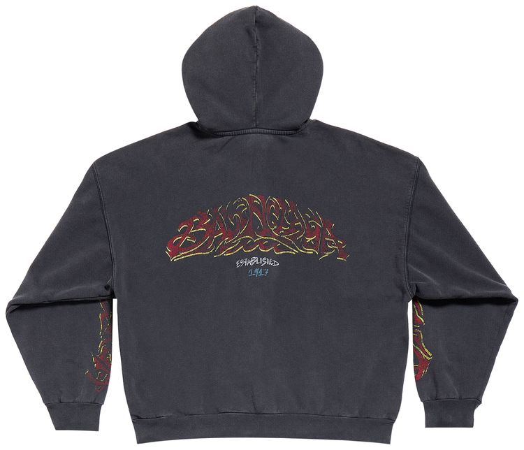Balenciaga Offshore Zip Up Hoodie Faded BlackRed