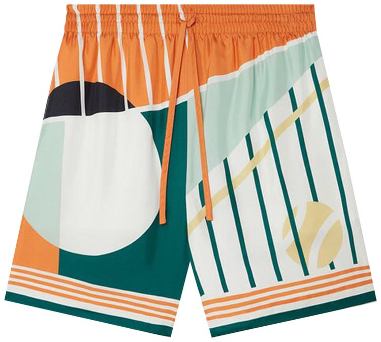 Casablanca Court Abstrait Silk Shorts Multicolor