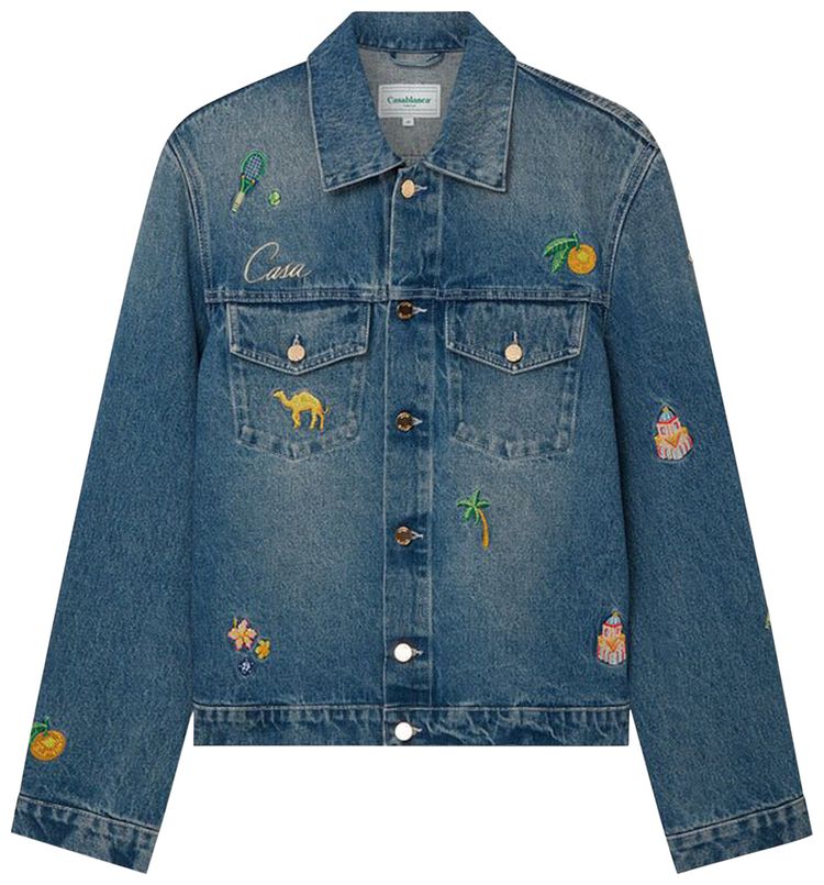 Casablanca Motif Denim Jacket Stone Wash