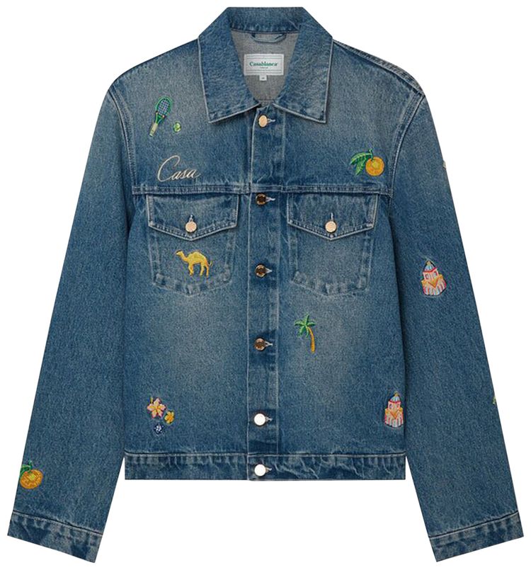 Casablanca Motif Denim Jacket Stone Wash