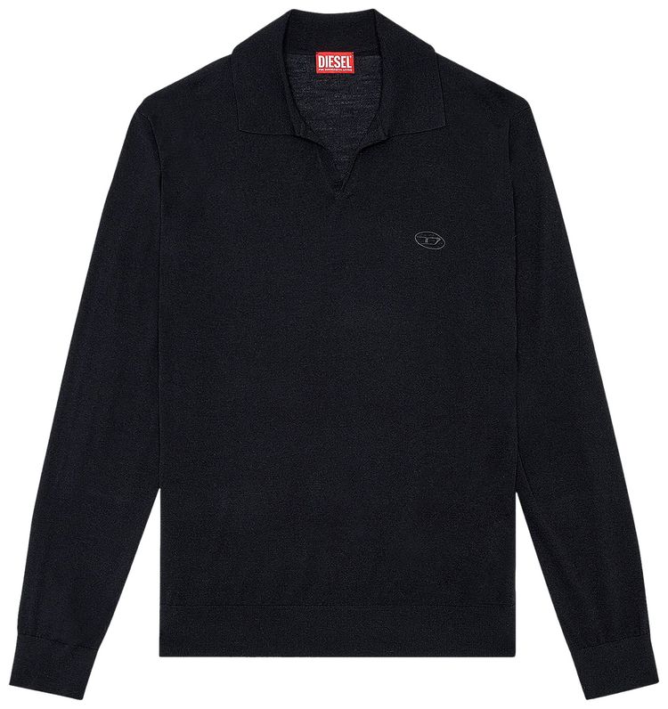 Diesel Glare Wool Polo Shirt Deep Black