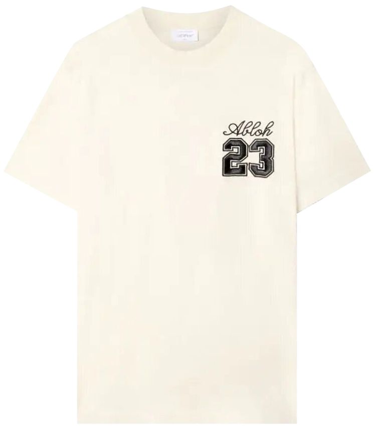 Off White 23 Logo Slim Short Sleeve Tee AngoraBlack