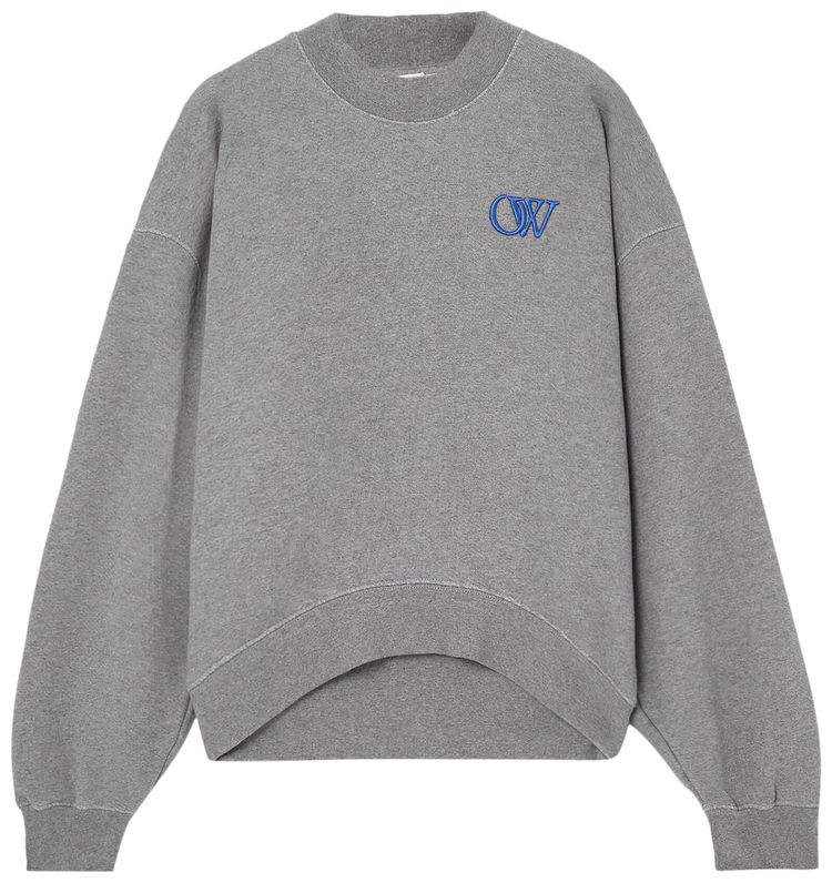 Off White Logo Embroidered Sweatshirt Melange GreyNautical Blue
