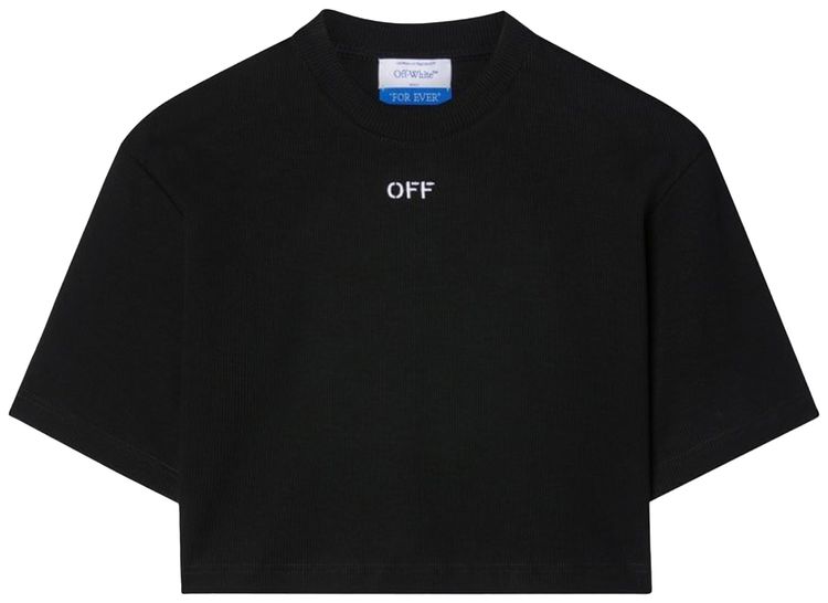 Off White Off Stamp Rib Cropped Tee BlackWhite