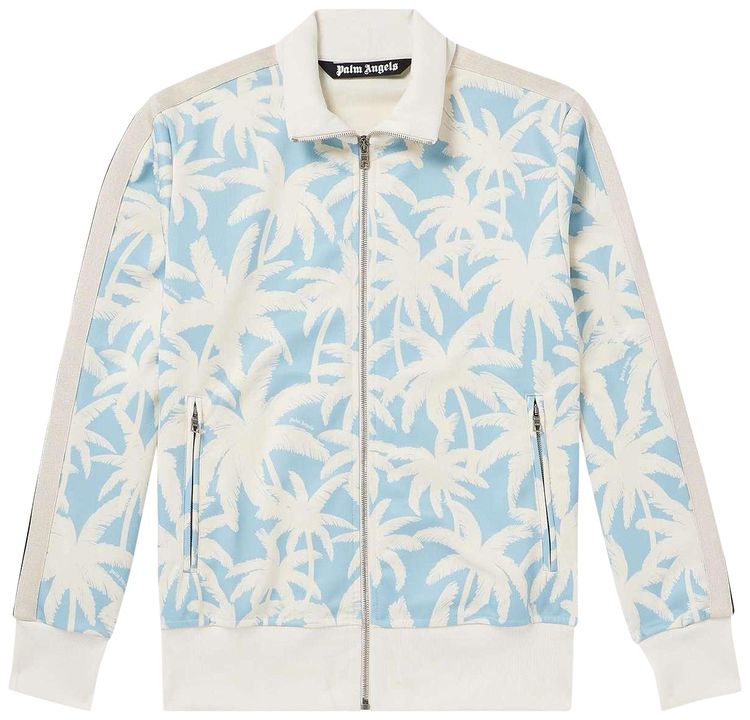 Palm Angels Palms All Over Track Jacket Light BlueOff White