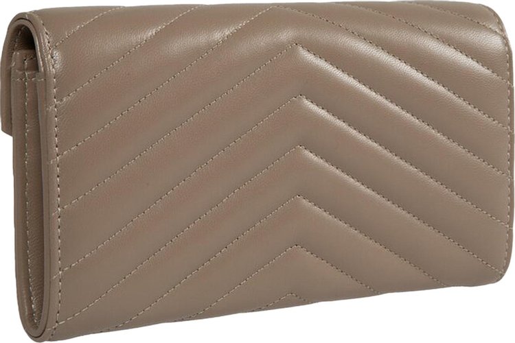 Saint Laurent Cassandre Quilted Leather Wallet Dusty Grey