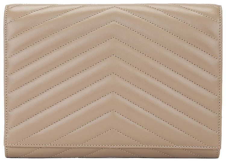 Saint Laurent Cassandre Matelasse Leather Clutch Bag Dusty Grey