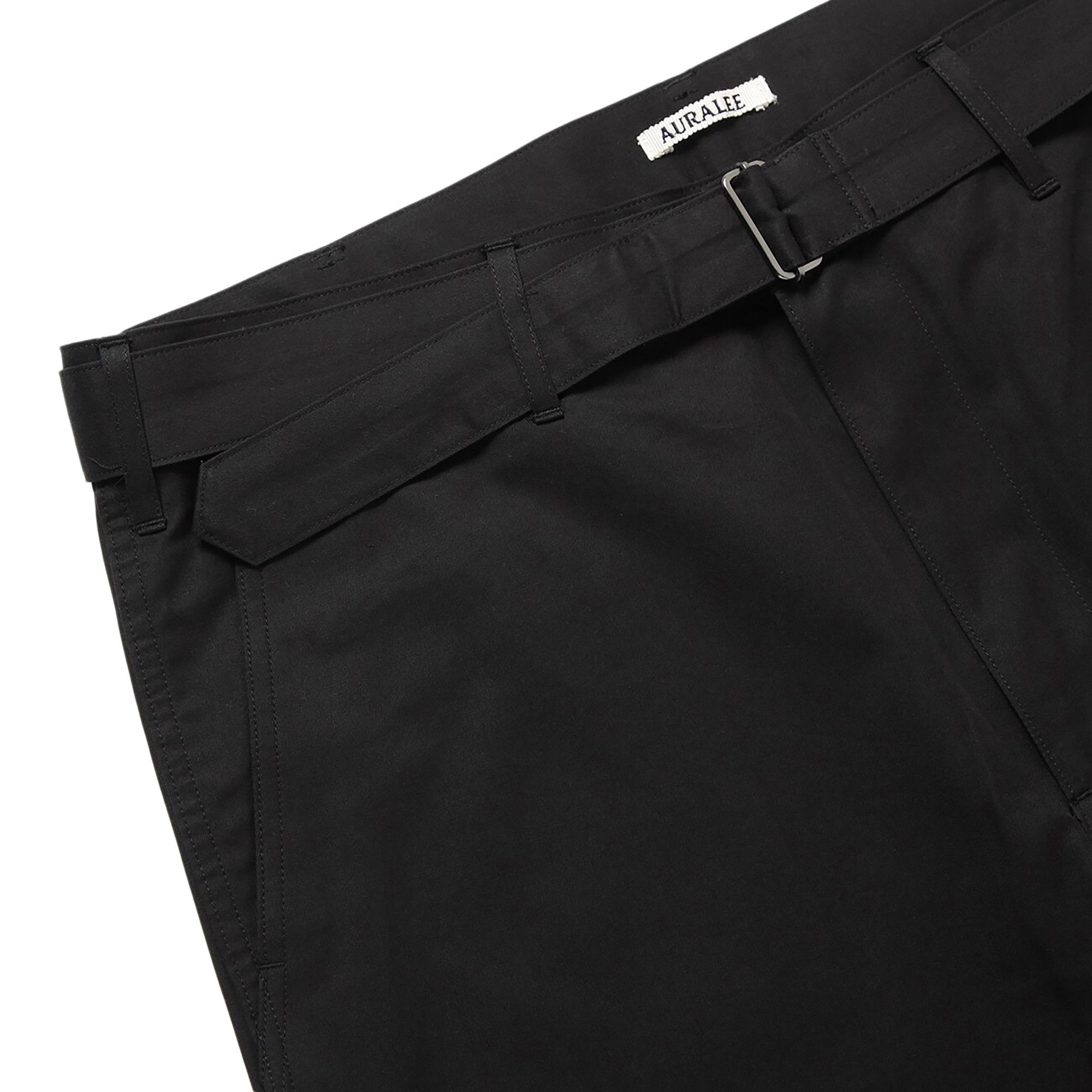 Buy Auralee Washed Finx Silk Chambray Belted Pants 'Black