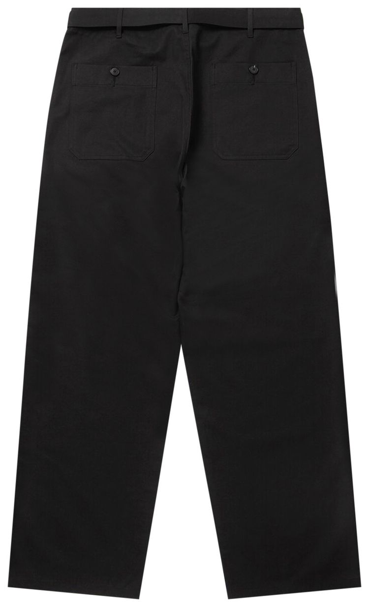 Auralee Washed Finx Silk Chambray Belted Pants Black Chambray