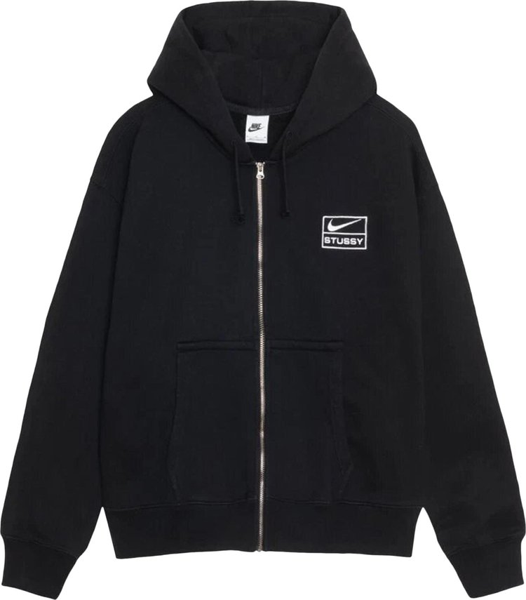 Buy Nike x Stussy Zip Fleece Hoodie 'Black' - FJ9175 010 | GOAT