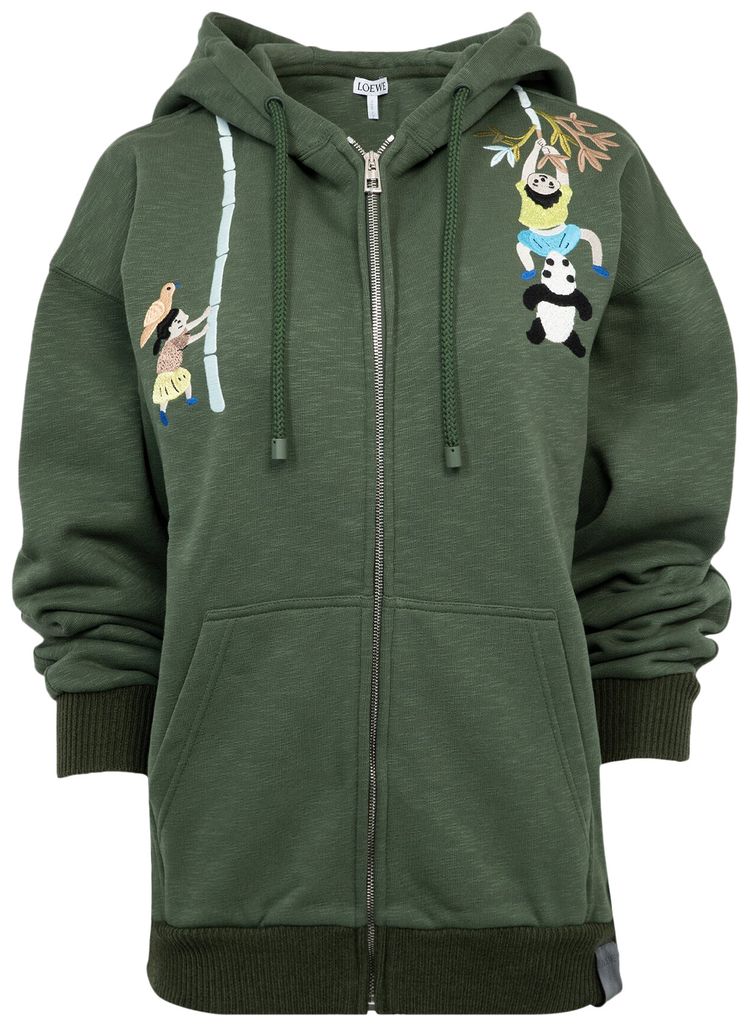 Loewe Zip Up Hoodie Vintage Green