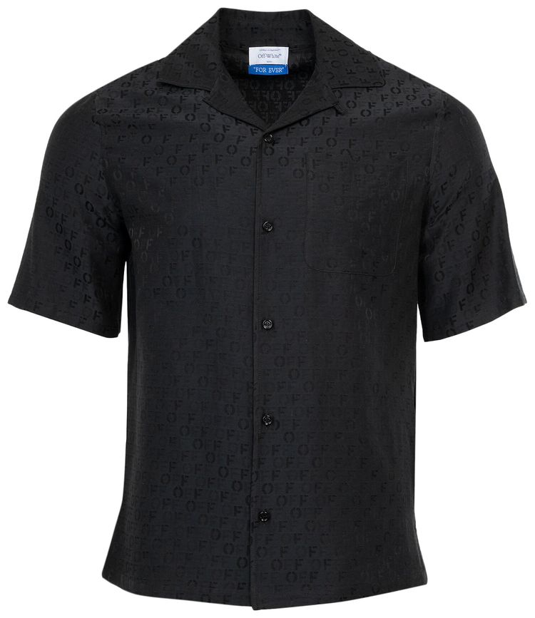 Off White Textured Jacquard Shirt Black