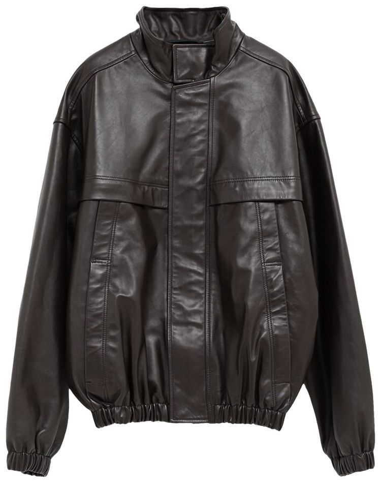 Lemaire Boxy Leather Blouson Dark Chocolate