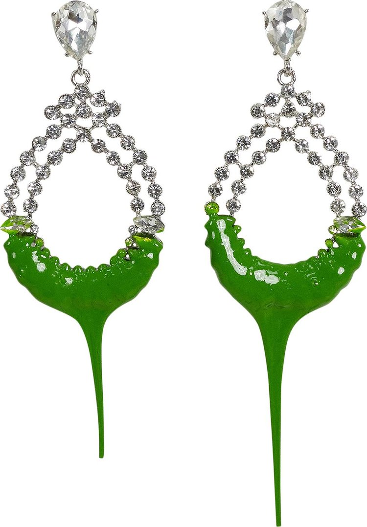 Ottolinger Diamond Loop Earrings 'Green'